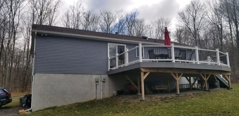 Installation of an elevated deck on this home