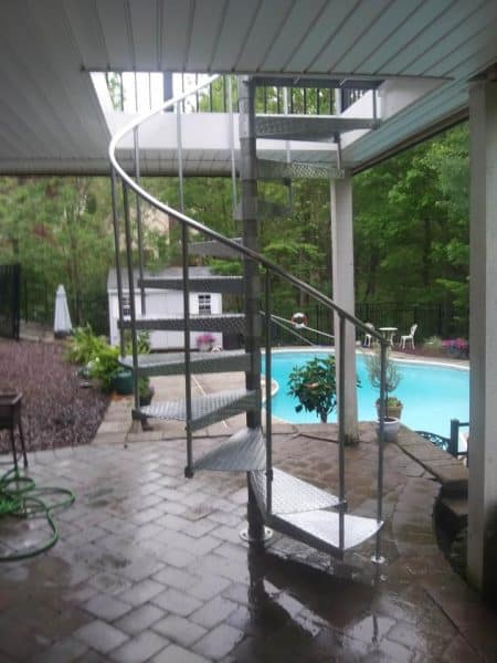 The amazing outdoor spiral staircase we installed for a second floor deck